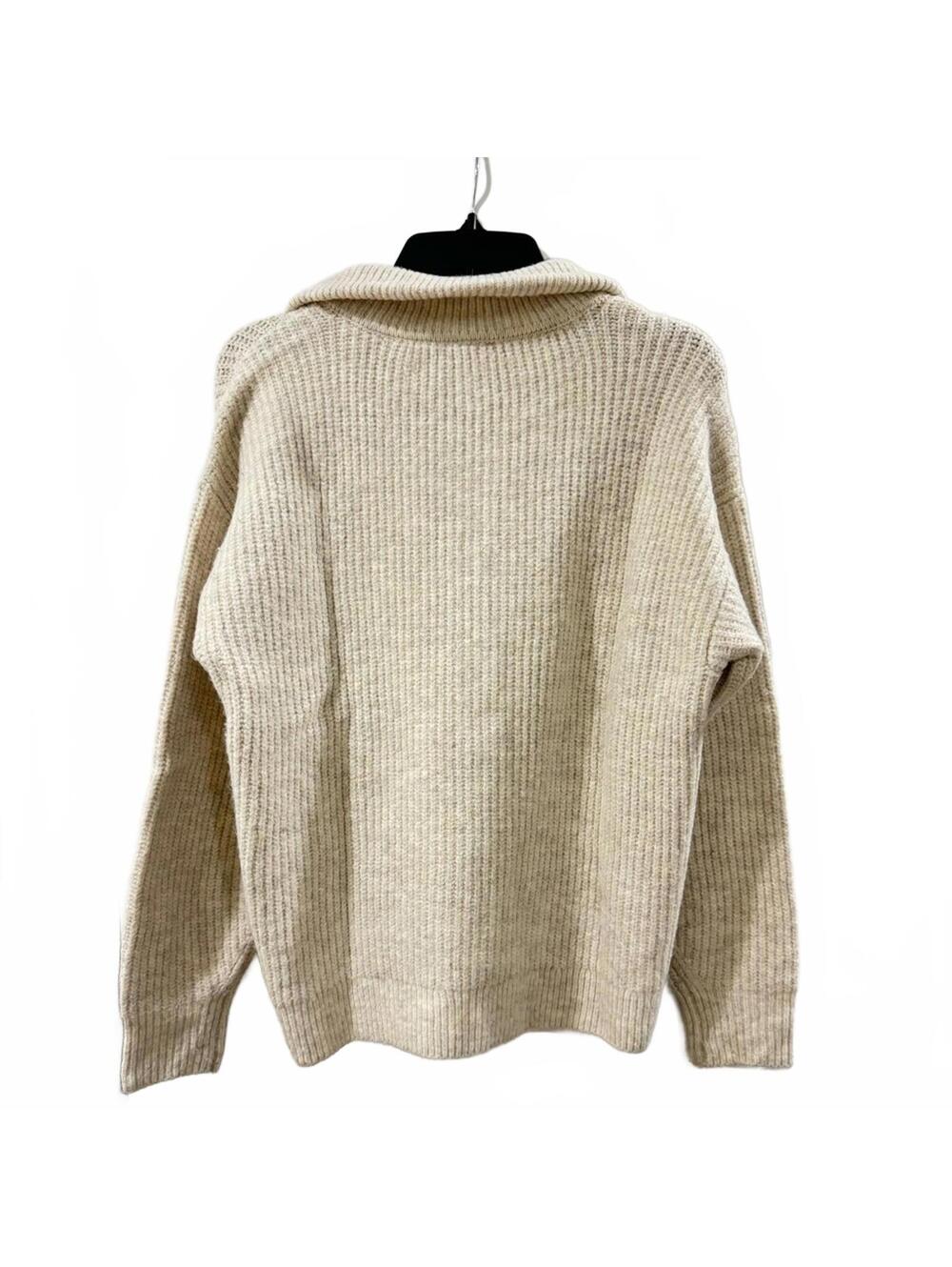Vince Camuto Cream Knit Collar Quarter Half Zip Pullover Sweater- Size Medium - Picture 2 of 6
